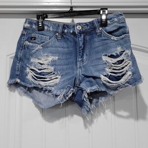 KanCan Distressed Light Blue Jean Shorts
